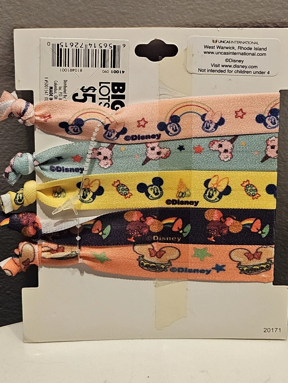 Disney Elastic Hair Ties - Minnie & Mickey Park Snacks - 5 Pack